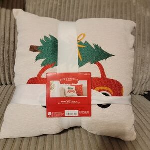 Wondershop Festive Pillow with Red Car and Green Tree